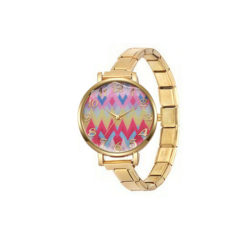 Wholesale Foreign Trade Colorful Bohemian Style Italian Modular Watch,  Ins-Style Stainless Steel Watch,  Women' s Dial Student Quartz Watch