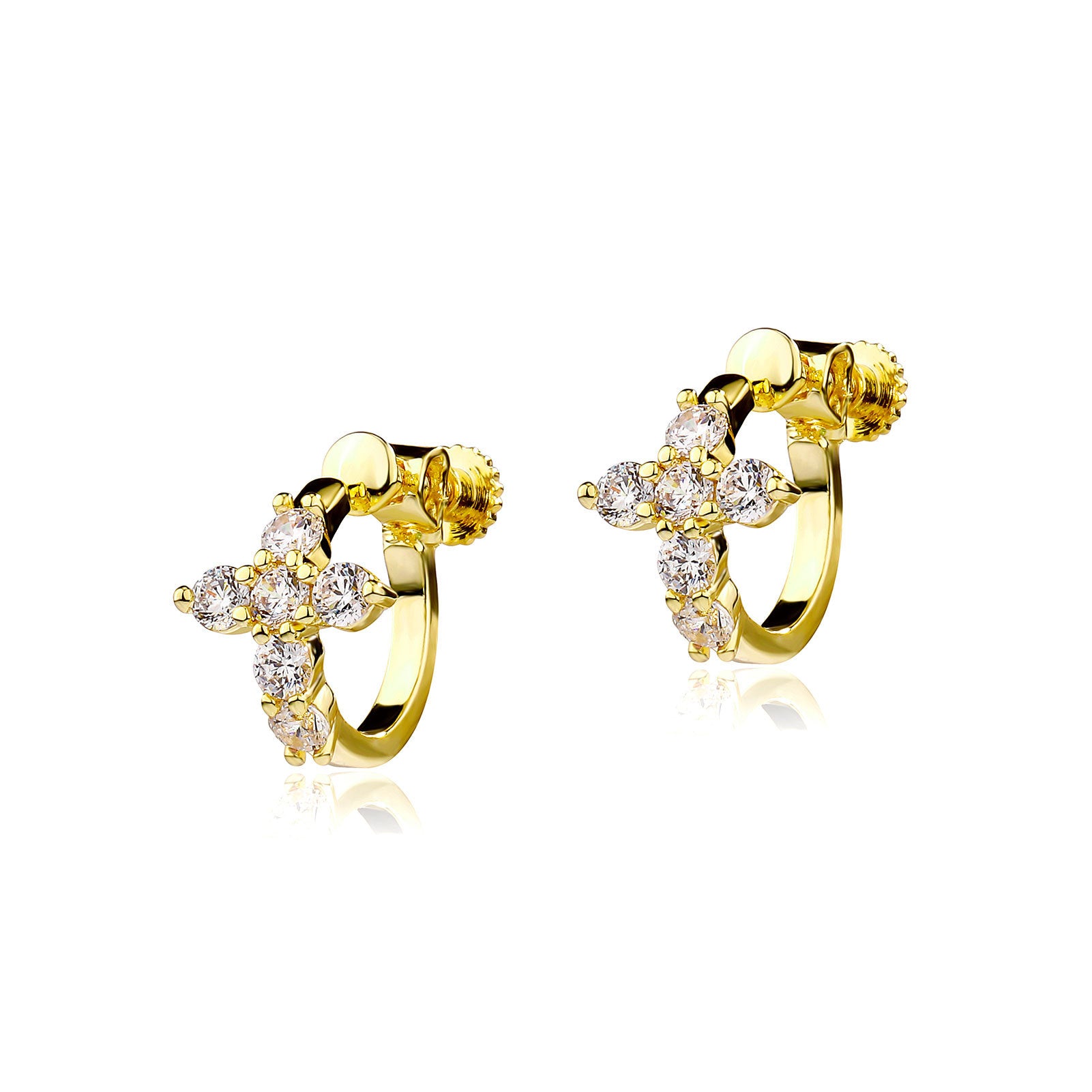 Wholesale Cross Ear Clip Circle Diamond Earrings