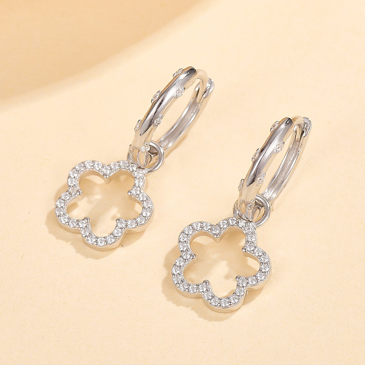 Wholesale S925 Sterling Silver Micro Inlaid Zircon Flower Earrings ACC-ES-JingXu005