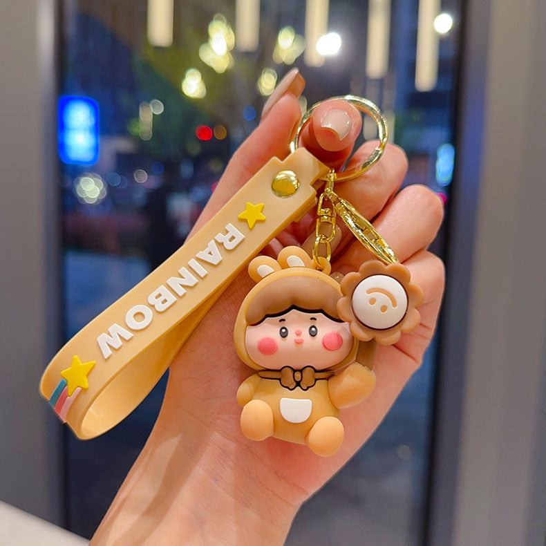 Wholesale PVC Cute Cartoon Duck Keychain with Sunflower Design - Fun Bag Charm or Gift