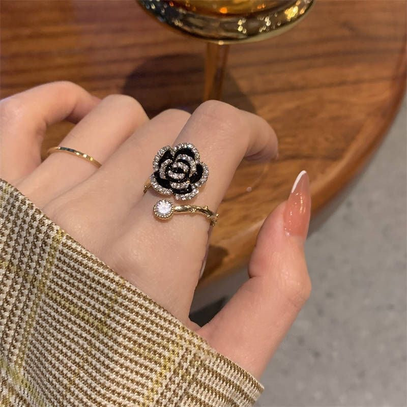 Wholesale Camellia French Style Ring,  Alloy Electroplated Vintage Design for Women Fashion Accessory