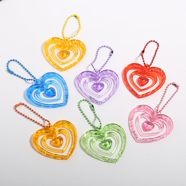 Wholesale Candy Colored Heart-shaped Acrylic Keychain Pendant ACC-KC-HuiMei006