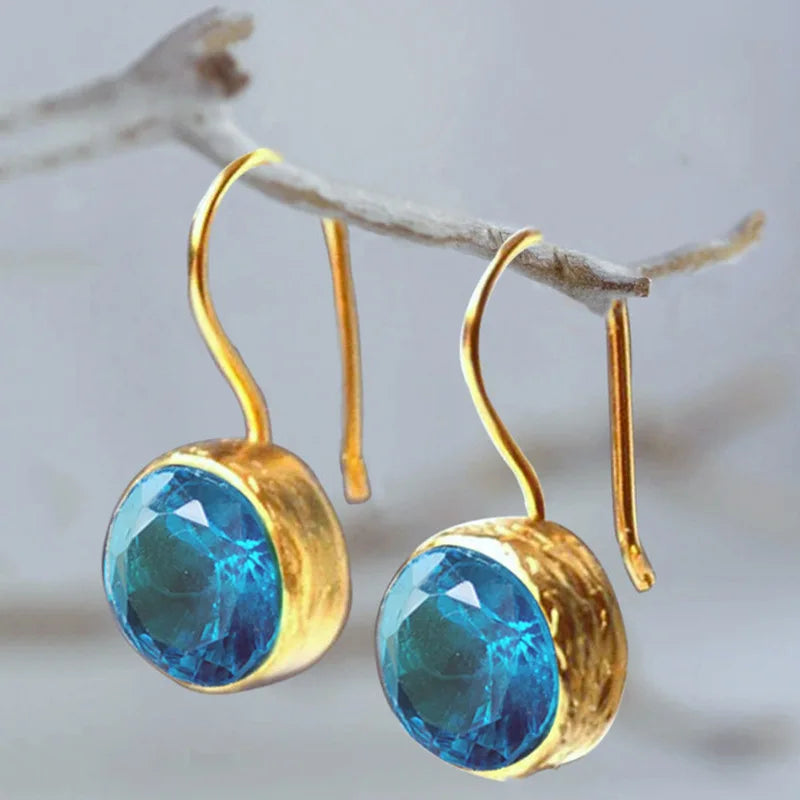 Wholesale Light Blue Zirconia Earrings Simple Earrings