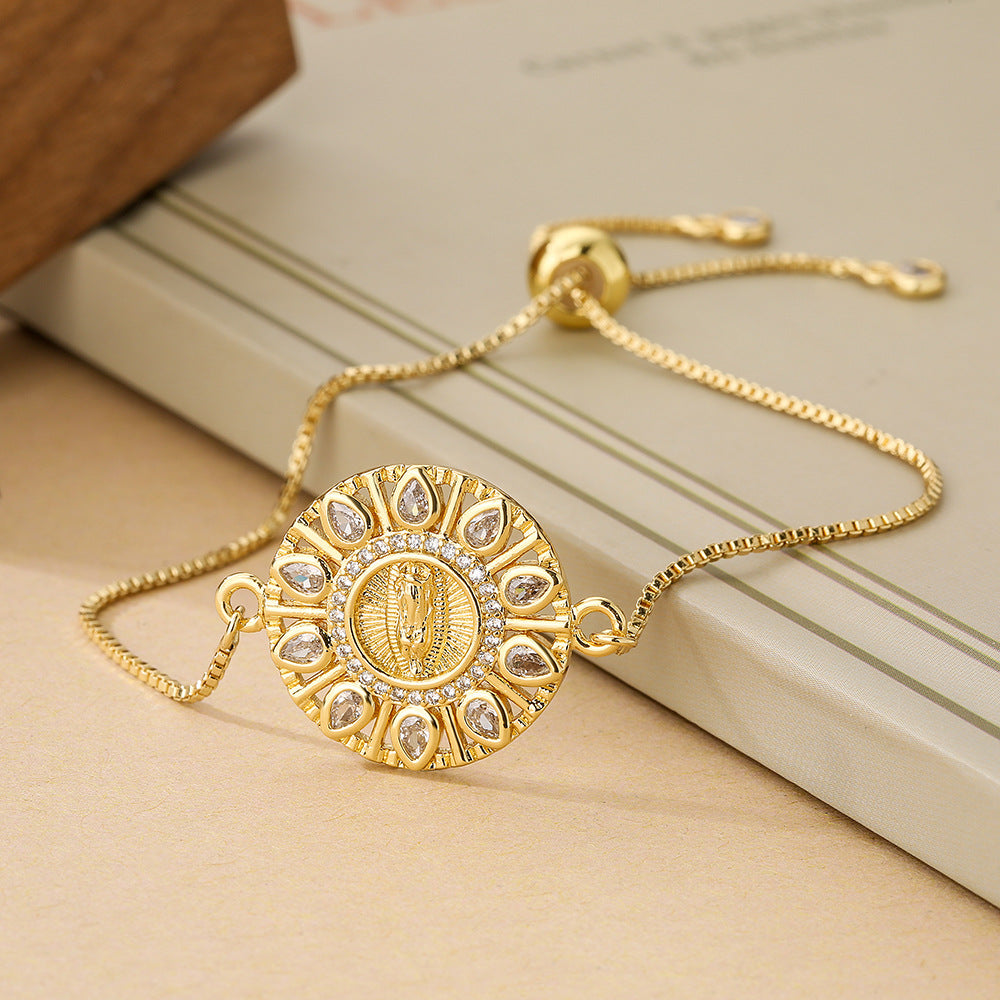 Wholesale Virgin Mary Zircon Copper Bracelet ACC-BT-AG002