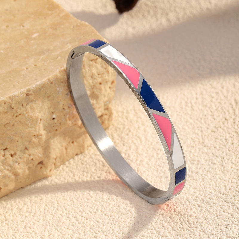 Wholesale color-blocked geometric stainless steel bracelet
