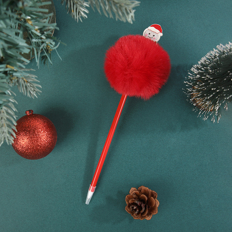 Wholesale Christmas Quicksand Sequin Santa Claus Snowman Elk Fur Ballpoint Pen
