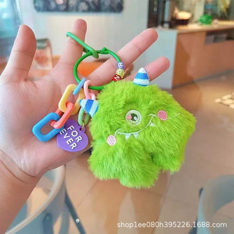 Wholesale cute cartoon briquettes little monster plush doll keychain
