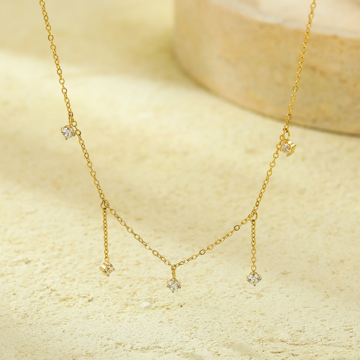 Wholesale stainless steel zircon pendant light luxury necklace jewelry