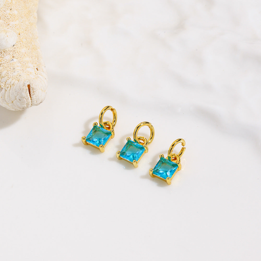 Wholesale Geometric square colored zircon small pendant