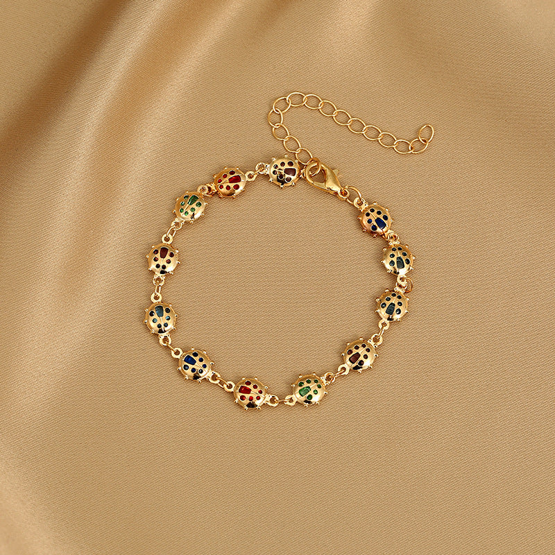 Wholesale Electroplated Copper Evil Eye Lucky Clover Bracelet Fashion Jewelry Accessory