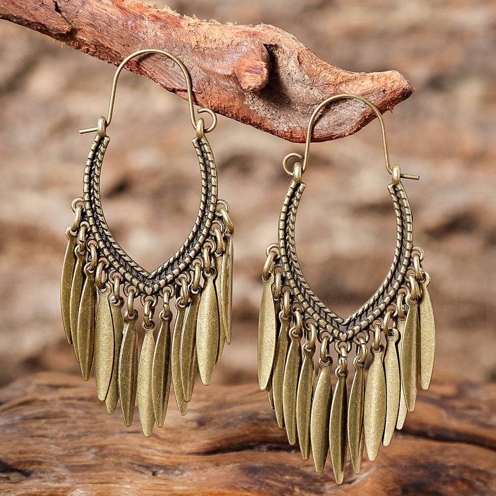 Wholesale Bohemian Ethnic Tassel Earrings Alloy Distressed Design,  Everyday Gift