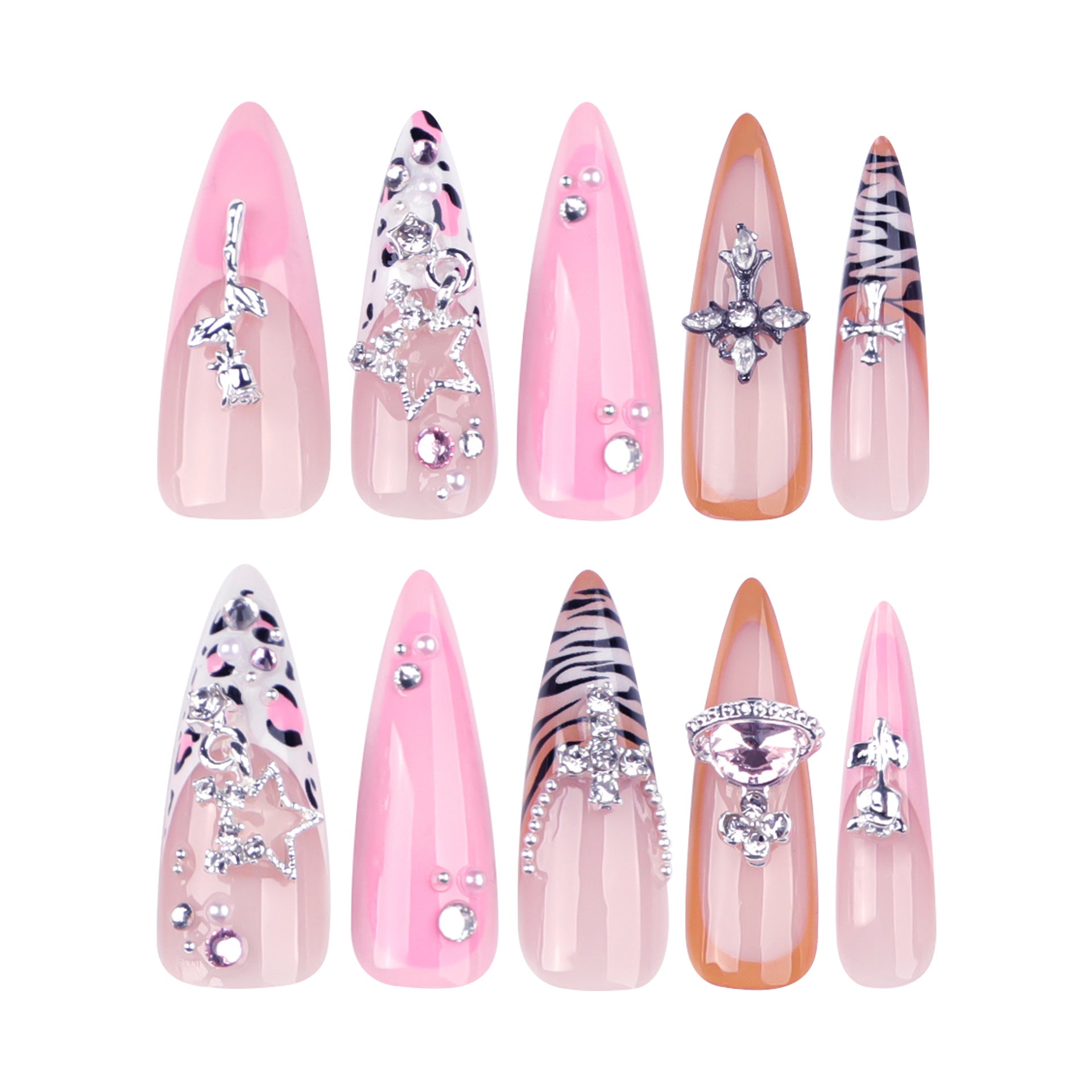Wholesale 24 Pieces/box Leopard Zebra Nails Kits Nail Stickers
