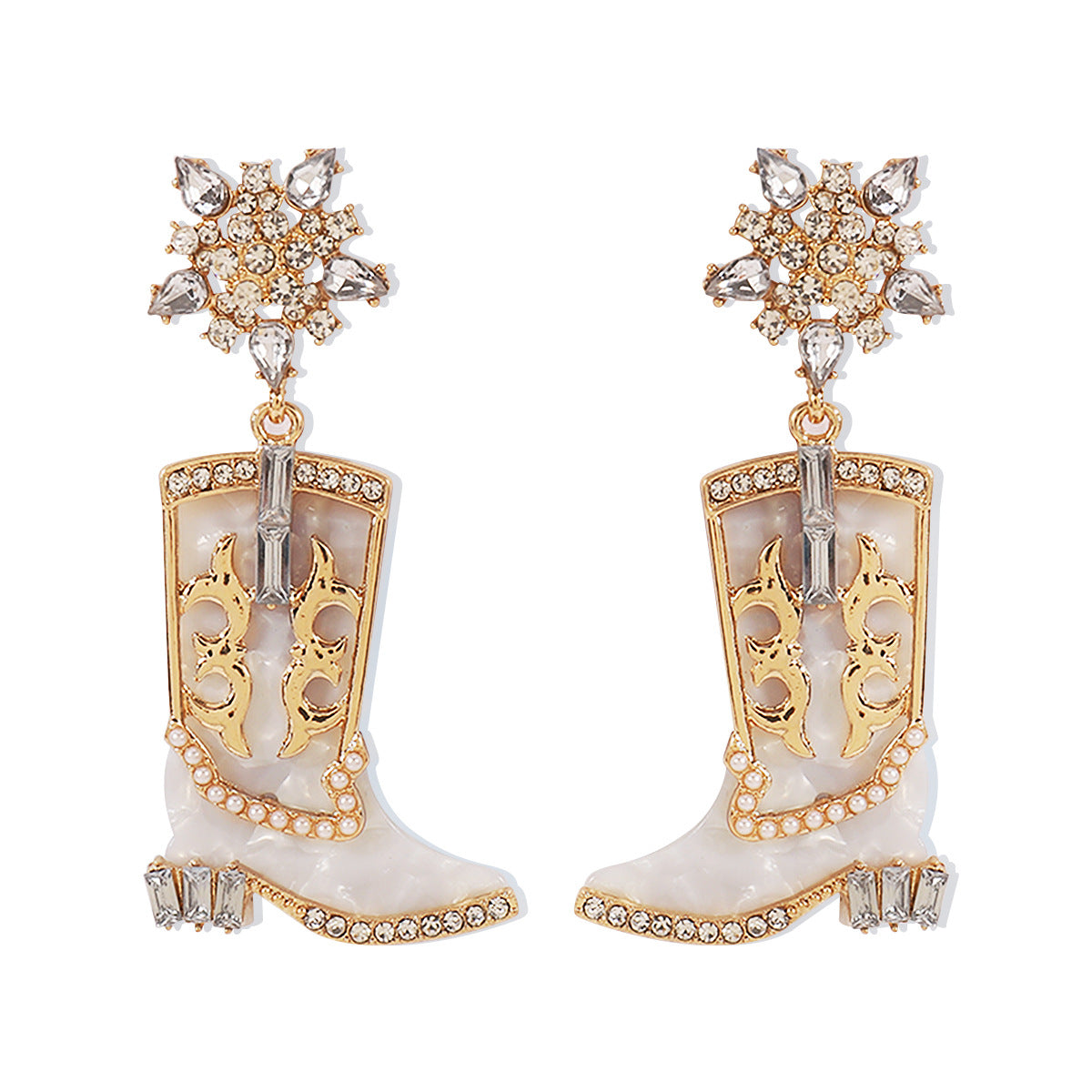 Wholesale Western Cowboy Style Boots Diamond Oil Drop Earrings