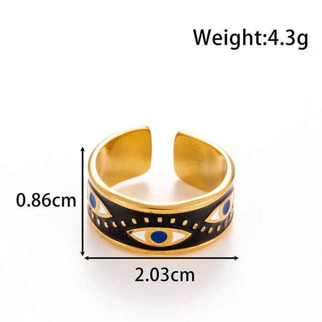 Wholesale Titanium Steel Oil Dropping Wave Adjustable Opening Ring