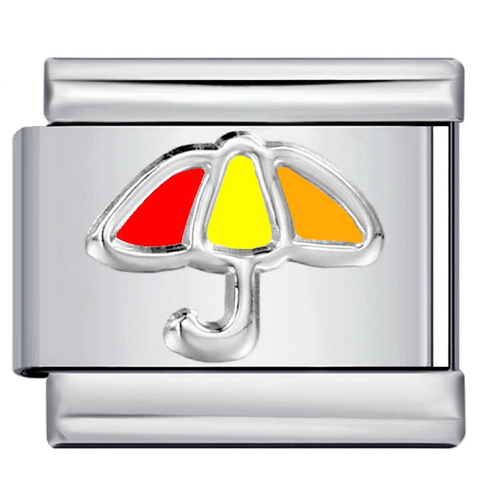 Wholesale  Italian Charm Bracelet 9mm DIY  colorful dripping umbrella  Creative Stainless Steel Composable Bracelet