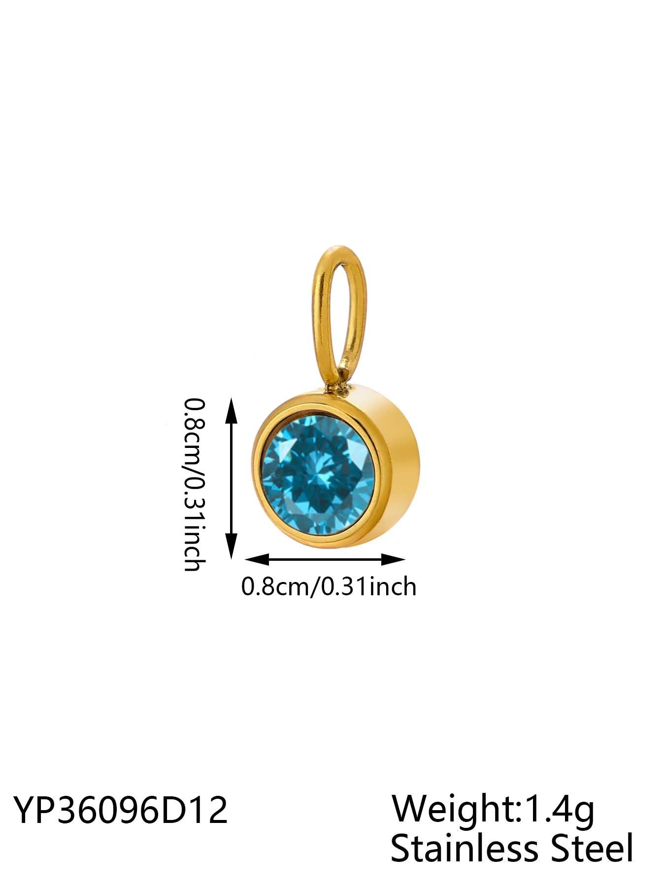 Wholesale Stainless steel birthday stone DIY color pendant