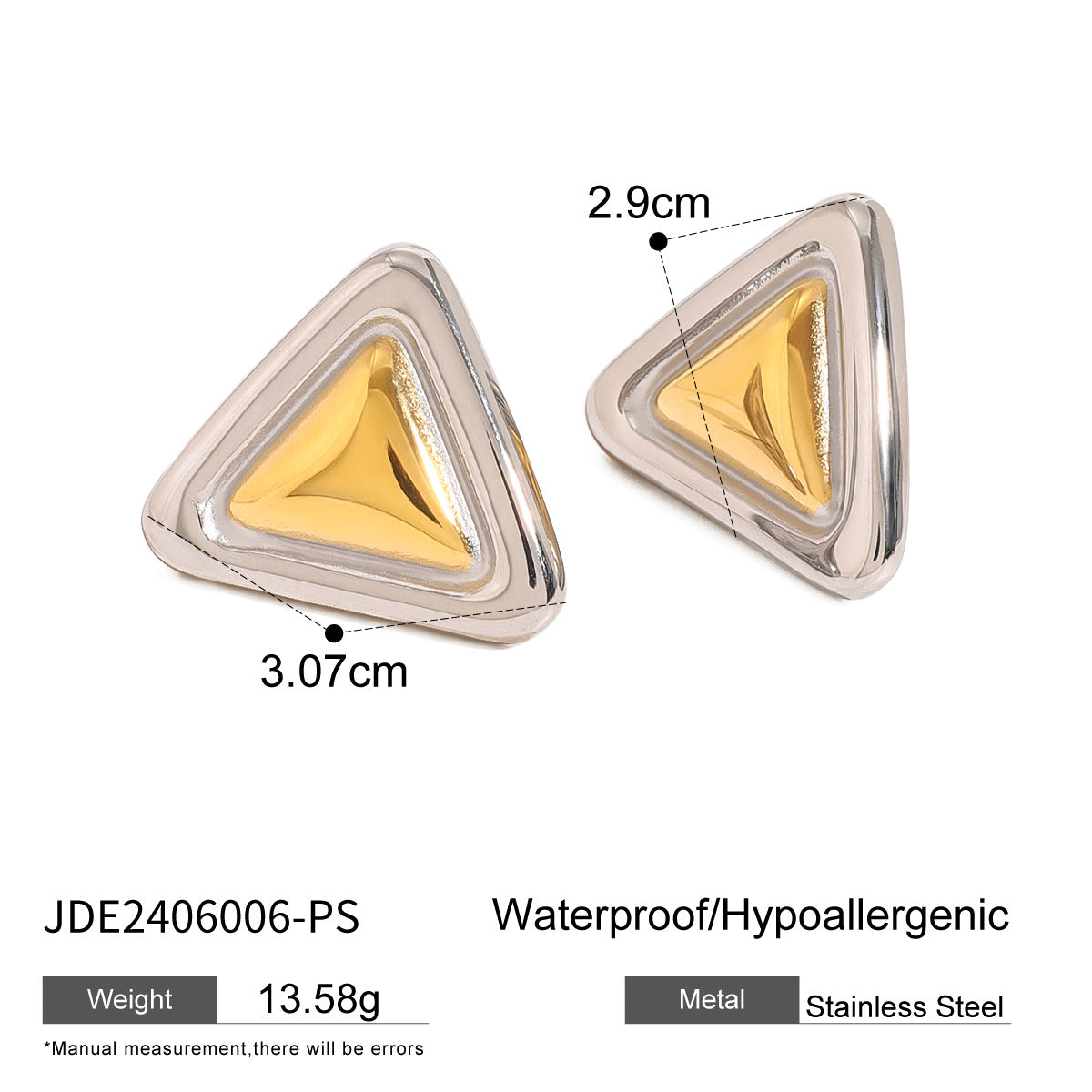 Wholesale  gold and silver color matching two-color geometric stainless steel jewelry