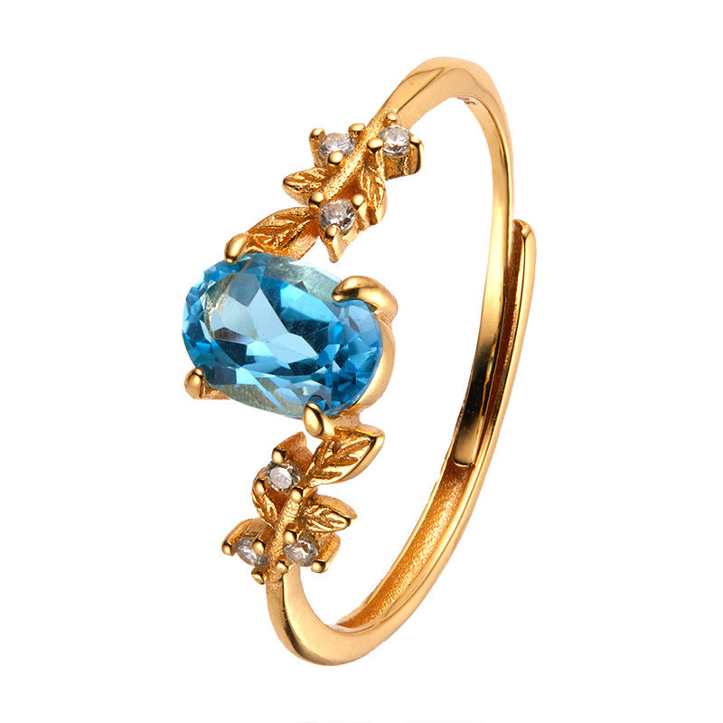 Wholesale S925 Sterling Silver Natural Topaz Garnet Ring