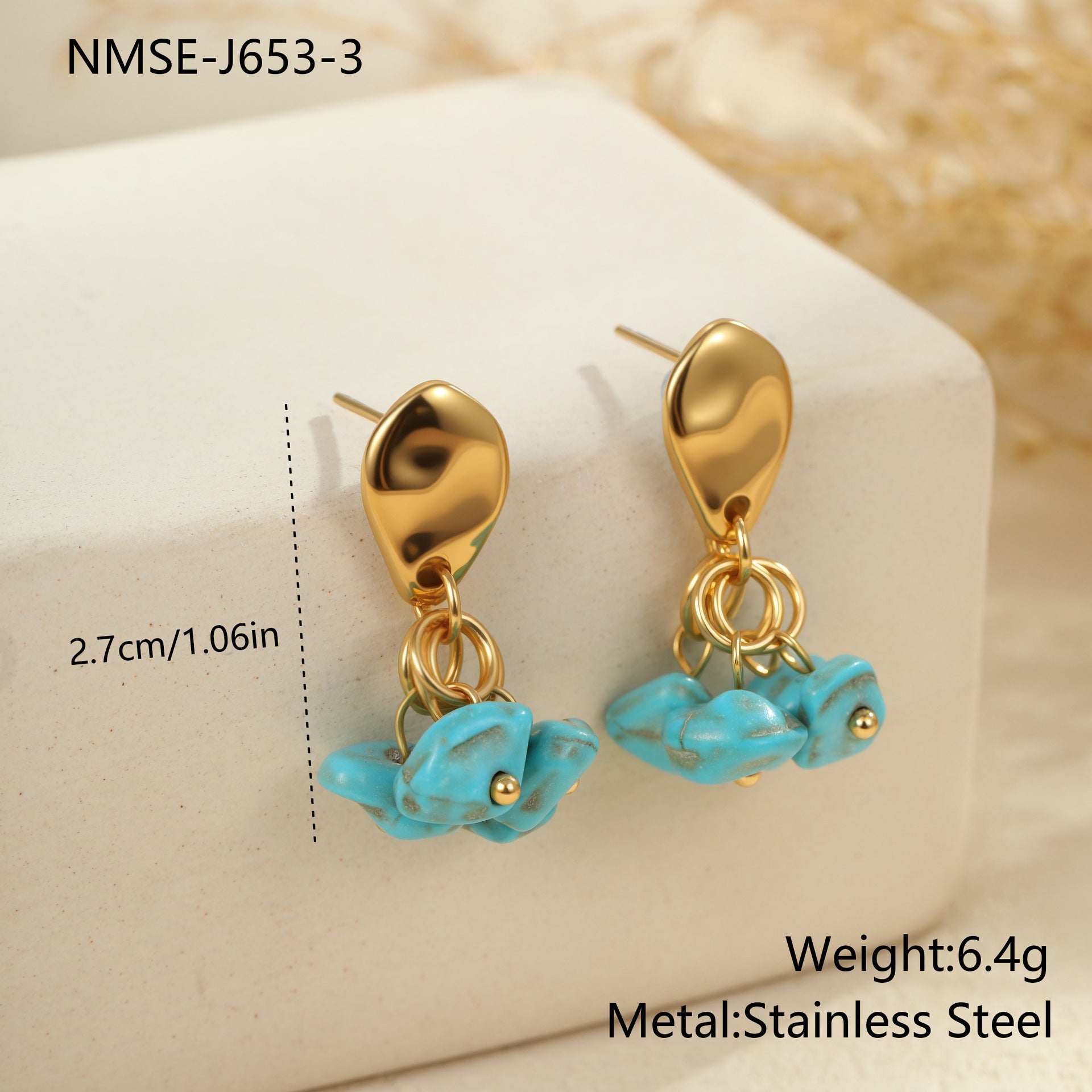 Wholesale Bohemian Luxury Turquoise Natural Stone Necklace and Ring