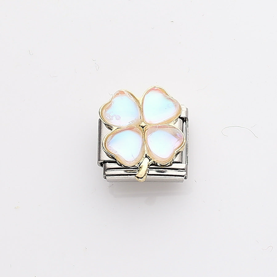 Wholesale 10pcs Italian Charm Bracelet 9mm DIY Splicing Pearl Heart Stainless Steel Composable Bracelet