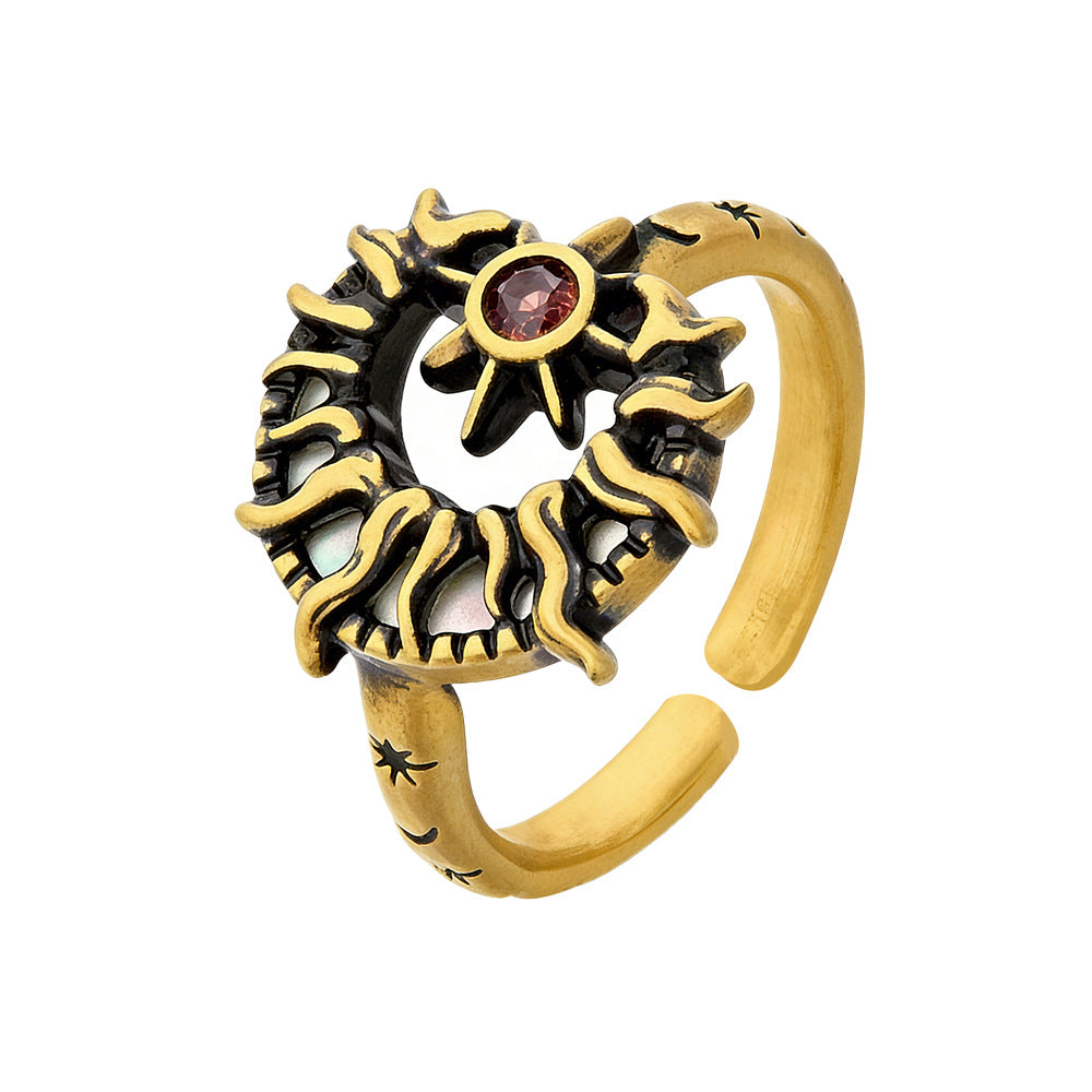 Wholesale Vintage Star and Moon Ring - Adjustable Zinc Alloy Fashion Jewelry,  Perfect for Gifting or Everyday Wear