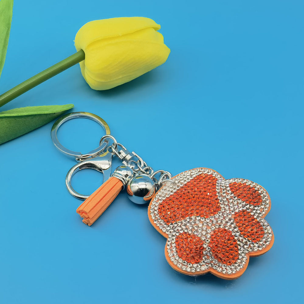 Wholesale creative  velvet diamond-encrusted cat's claw keychain