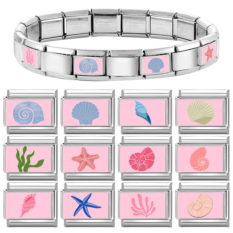 Wholesale 9mm Italian Charm Starter Bracelets DIY Marine Series Stainless Steel Composable Bracelet