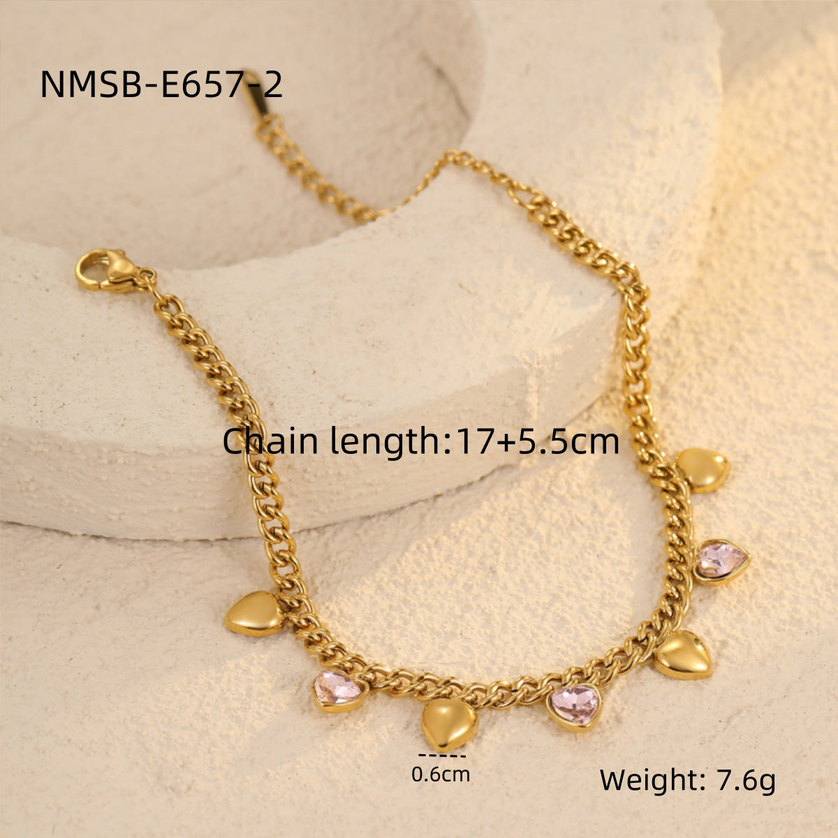 Wholesale stainless steel bracelet color love geometric rhinestone bracelet