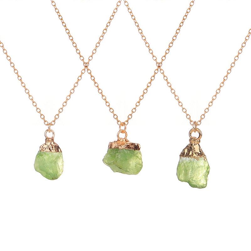 Wholesale Colored Natural Stone Irregular Birthstone Crystal Alloy Necklace ACC-NE-ZhuangZ005