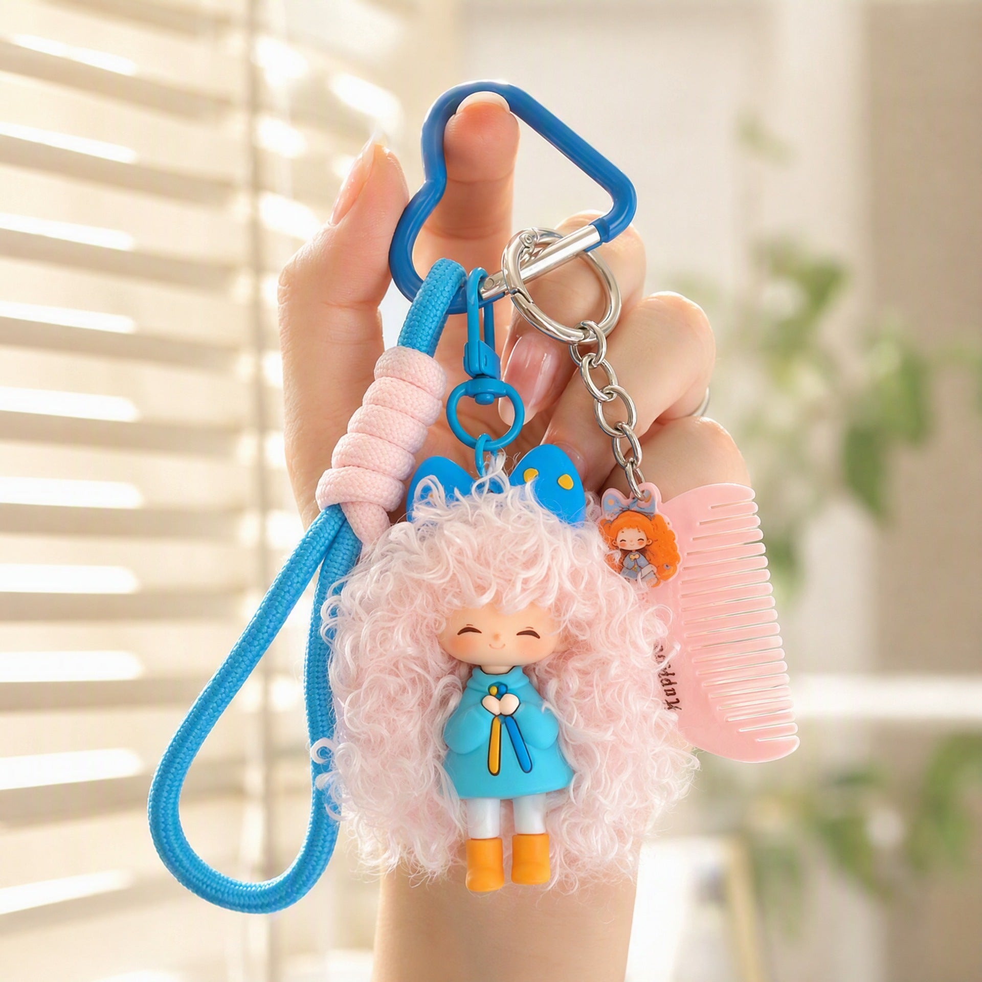 Wholesale Trendy Cartoon Girl Keychain Pendant Cute Fuzzy Hair Charm For Backpack Phone Purse