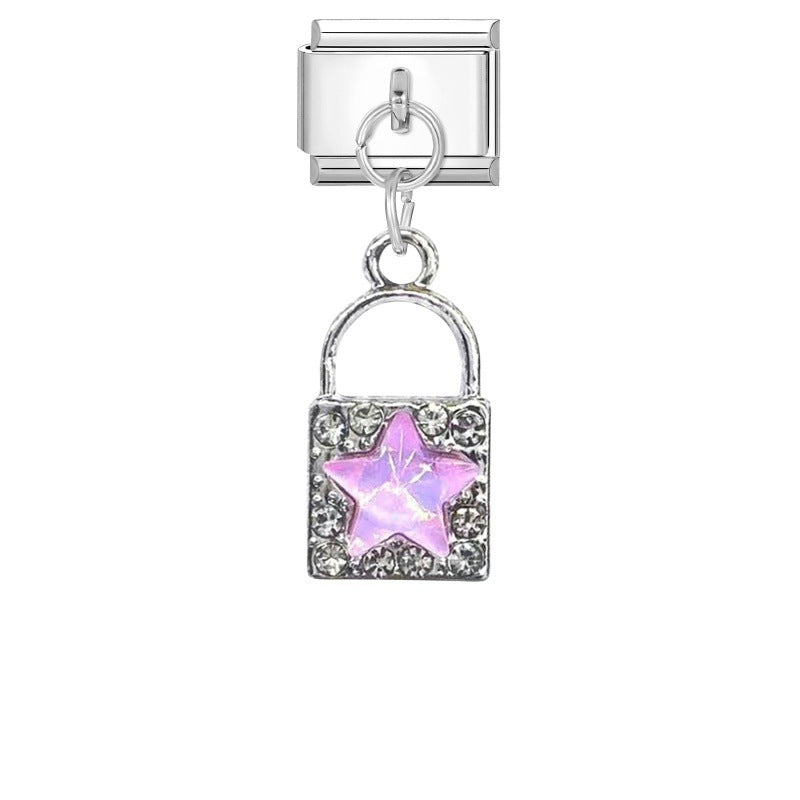 Wholesale Italian Charm Bracelet 9mm DIY Pink Purple   Creative Stainless Steel Composable Bracelet