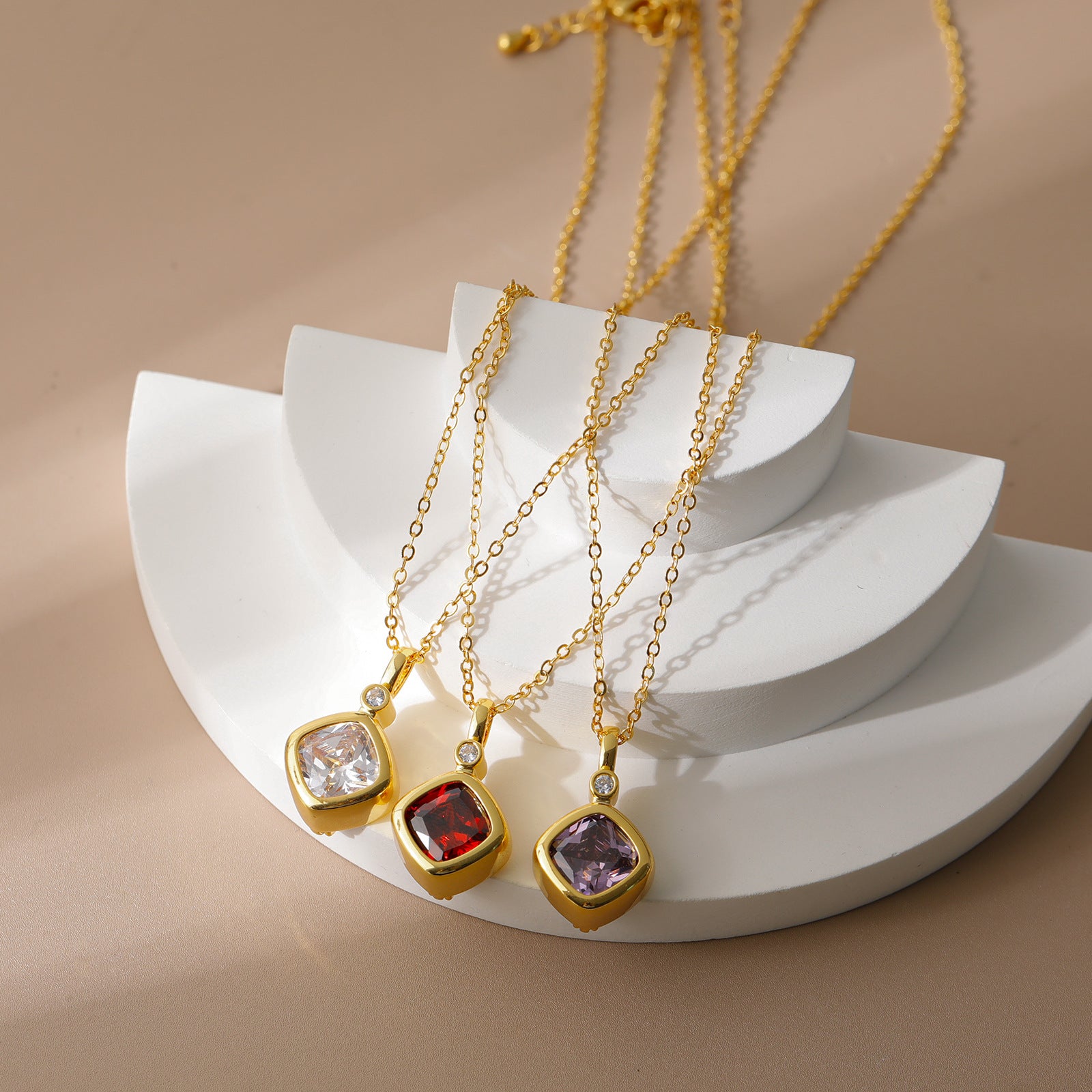 Wholesale  Titanium Steel Zircon Necklace  All-match Pendant  Clavicle Chain