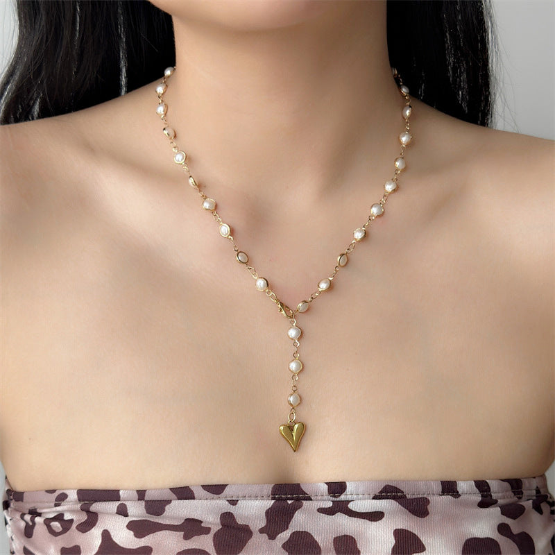 Großhandel kontrastierende Farbnähen Herz Anhänger Quastenkette