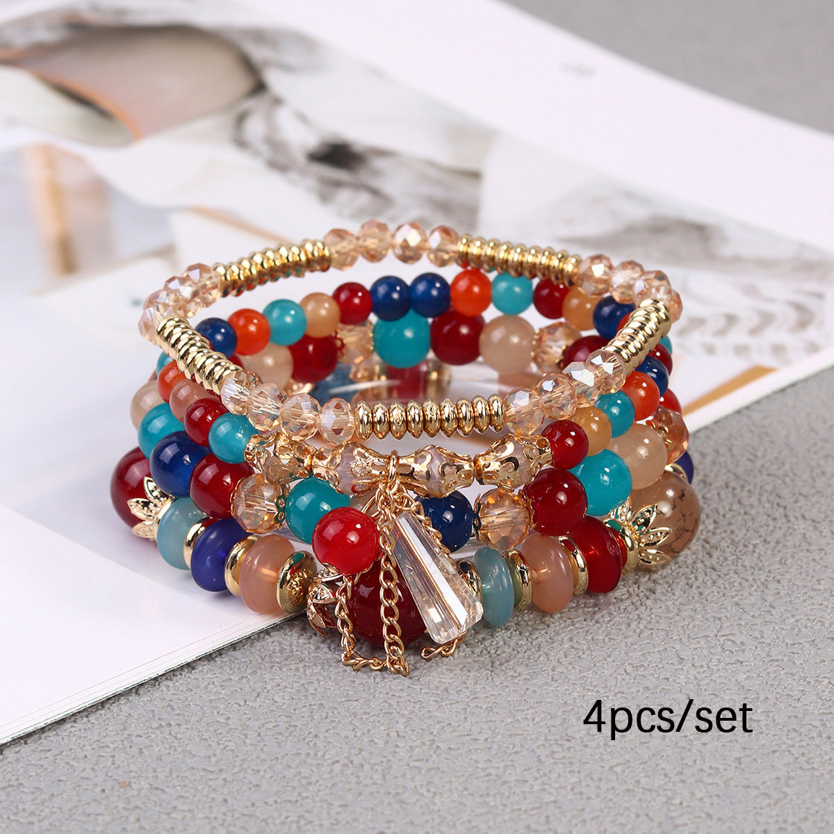 Wholesale Bohemian Crystal Pendant Glass Bracelet ACC-BT-Lijie005