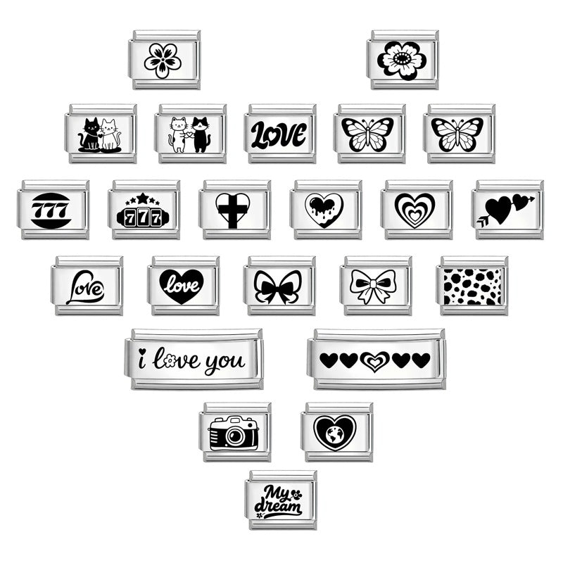 Wholesale 9mm Italian Charm Starter Bracelets DIY Black and white Creative Stainless Steel Composable Bracelet