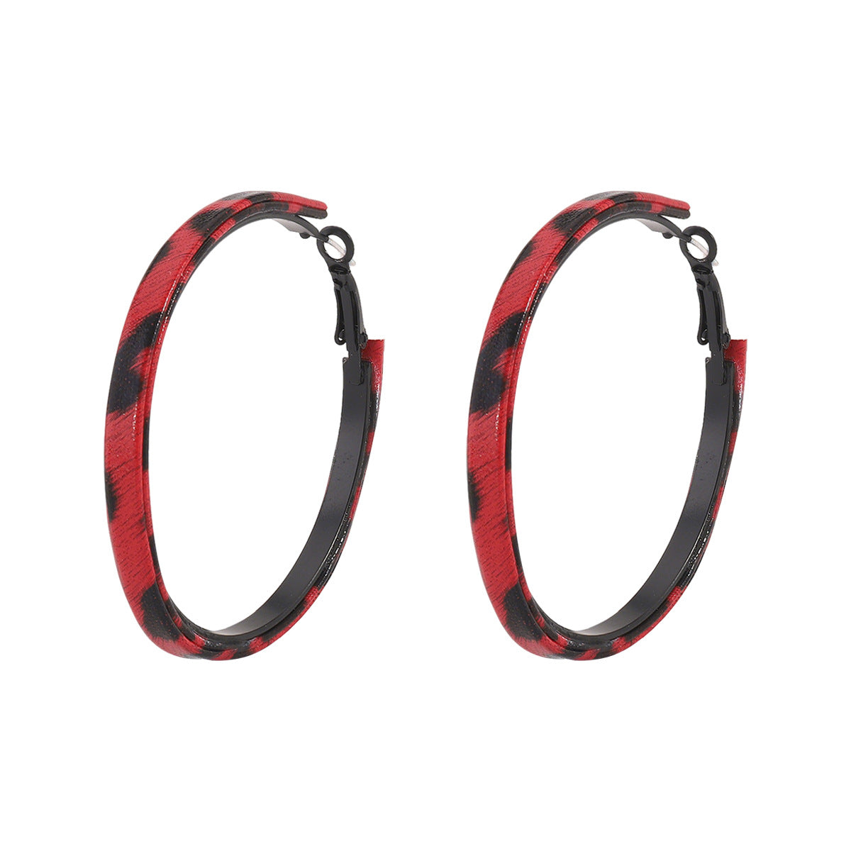 Wholesale exaggerated design leopard print hoop earrings unique trend earrings
