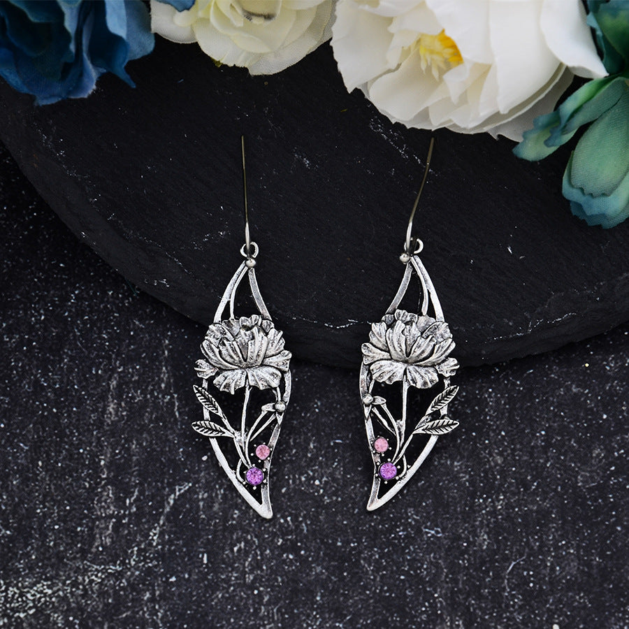 Wholesale Hollow Diamond Flower Earrings