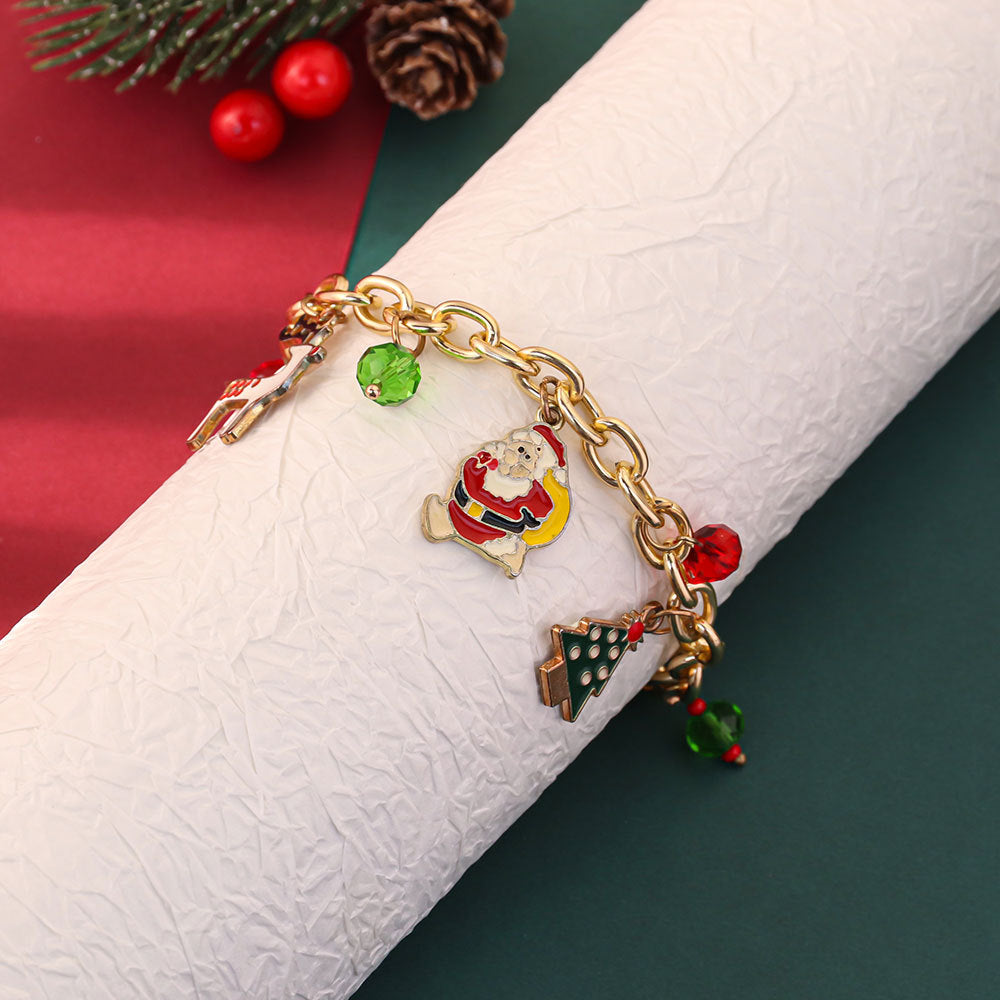 Wholesale Christmas Oil Drop Pendant Elk Snowman Bracelet