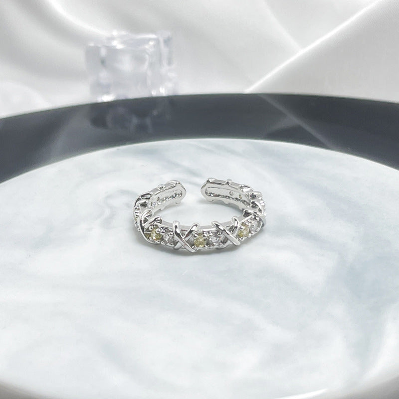 Wholesale light luxury cross multi-color zircon design ring