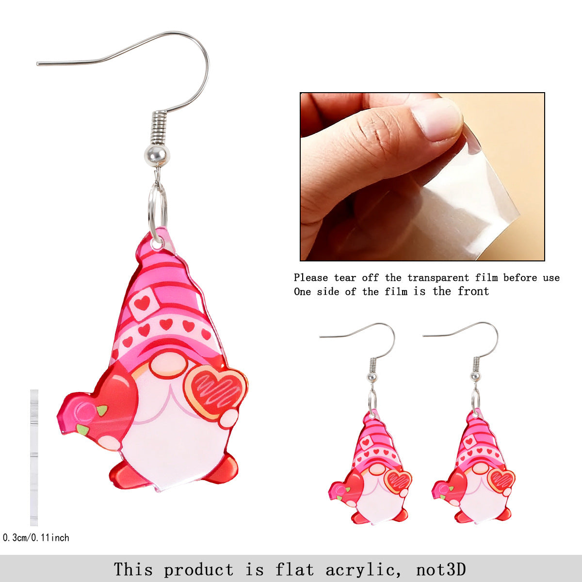 Wholesale Valentine' s Day Acrylic Heart Earrings
