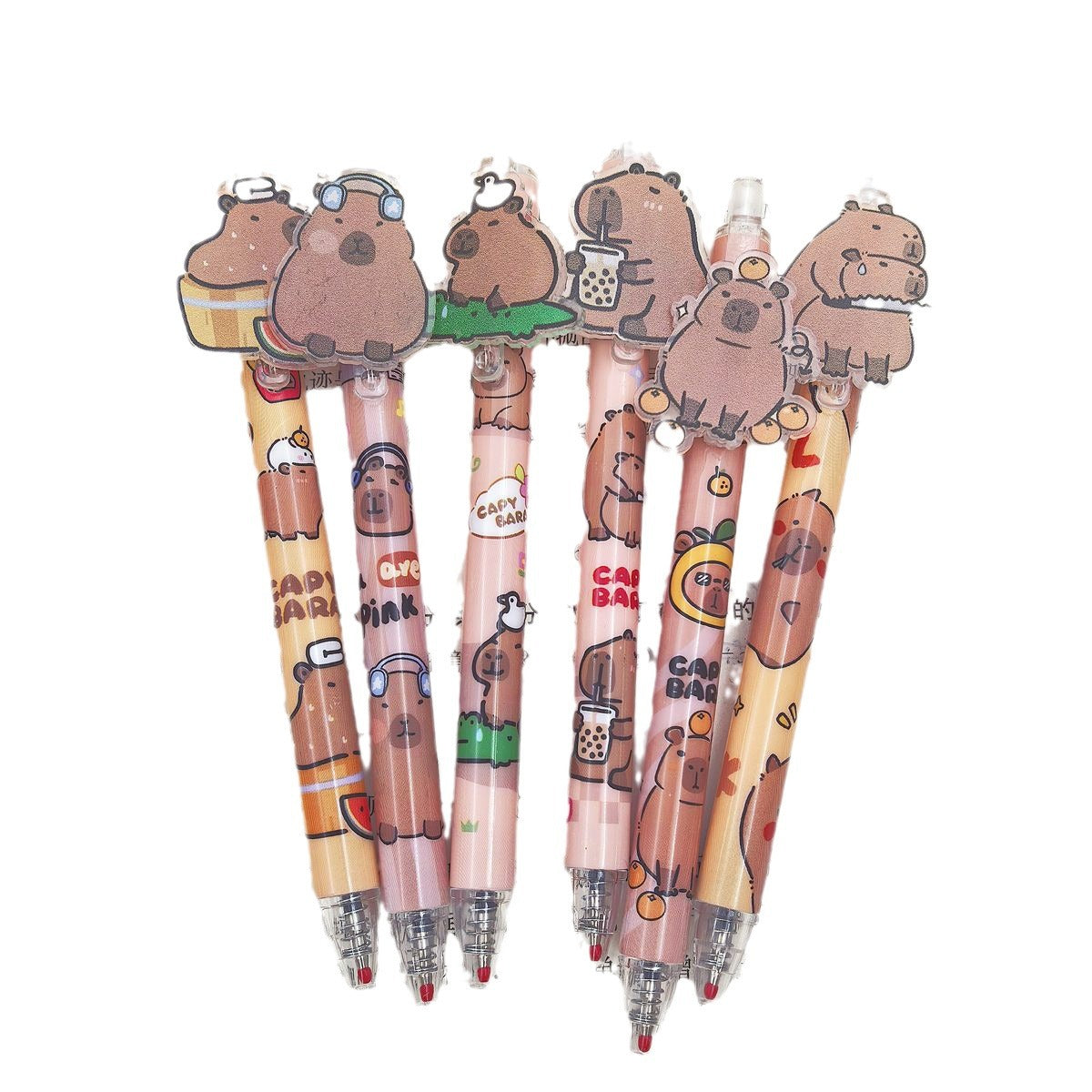 Wholesale 6pcs Cute  Cartoon Patch Press Gel Ballpoint Pen