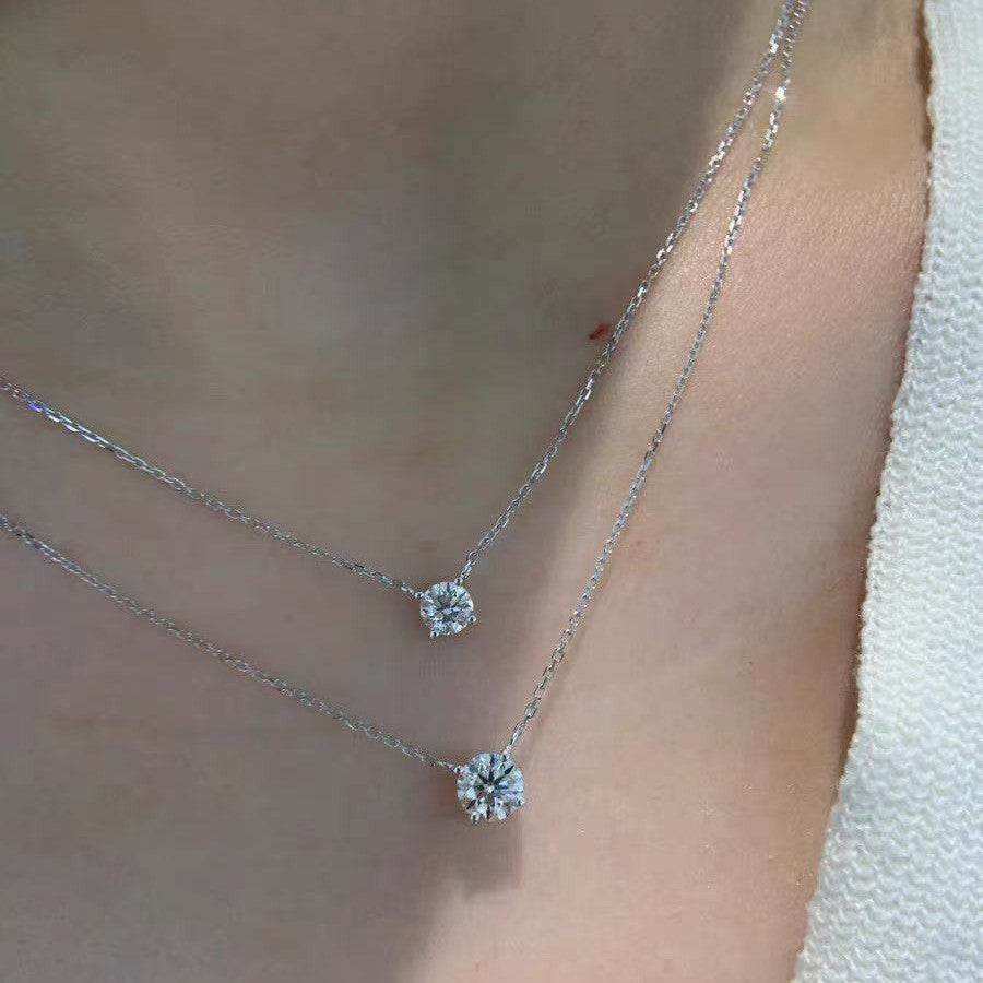 Wholesale Stylish Four-Claw Zircon Necklace,  Fashion Jewelry Accessory for Resale or Gift