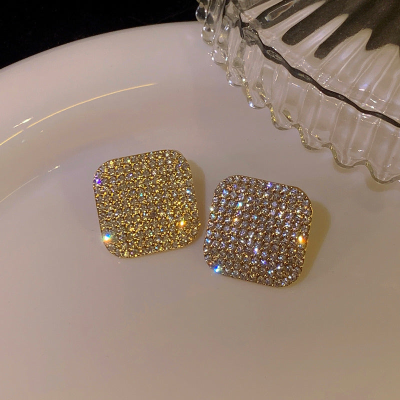 Wholesale Silver Needle Diamond Flower Geometric Earrings ACC-ES-BY003