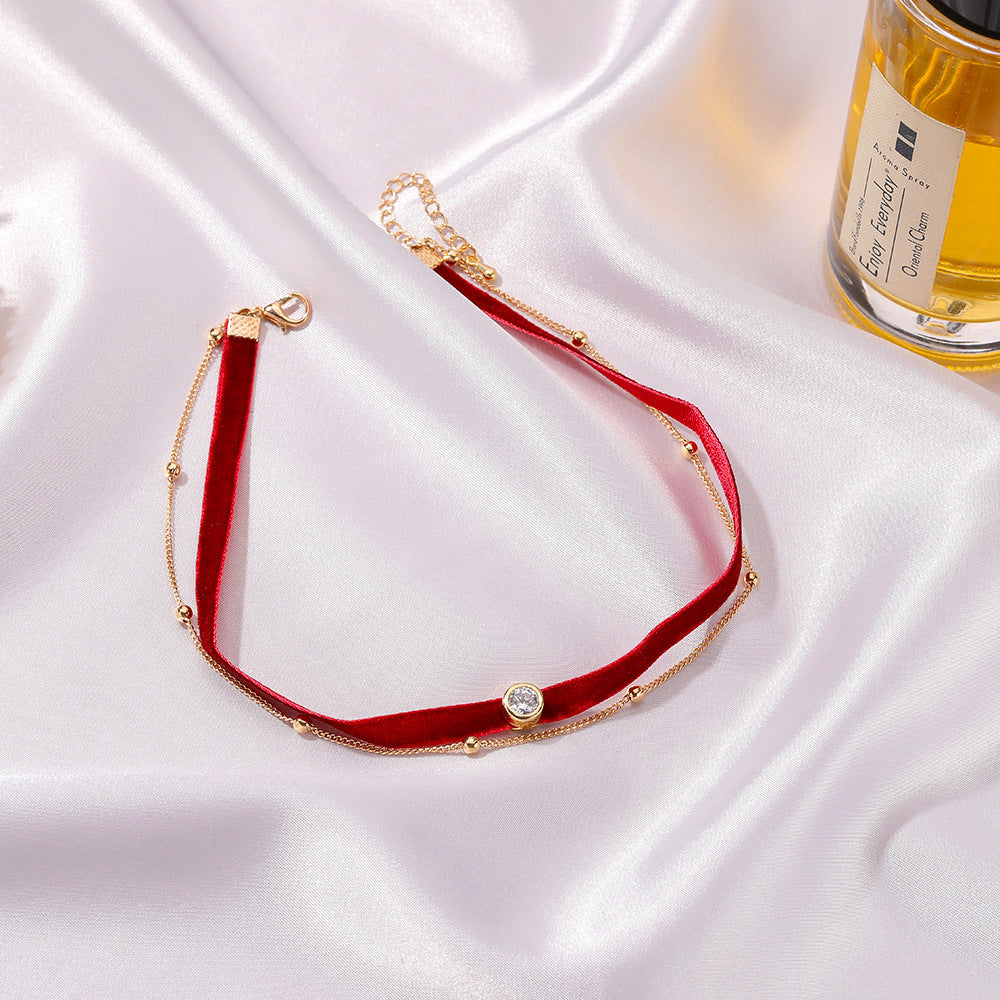 Wholesale Gothic Retro Flannel Choker with Flower Pendant - Vintage Lace Women' s Necklace - Stylish Boutique Jewelry