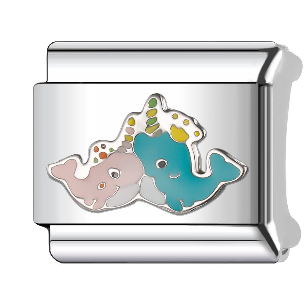 Wholesale Italian Charm Bracelet 9mm DIY Splicing Ocean Series Animal Stainless Steel Composable Bracelet