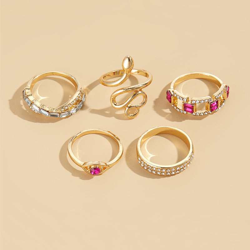 Wholesale Exaggerated Jewelry Alloy Diamond Snake Ring suit