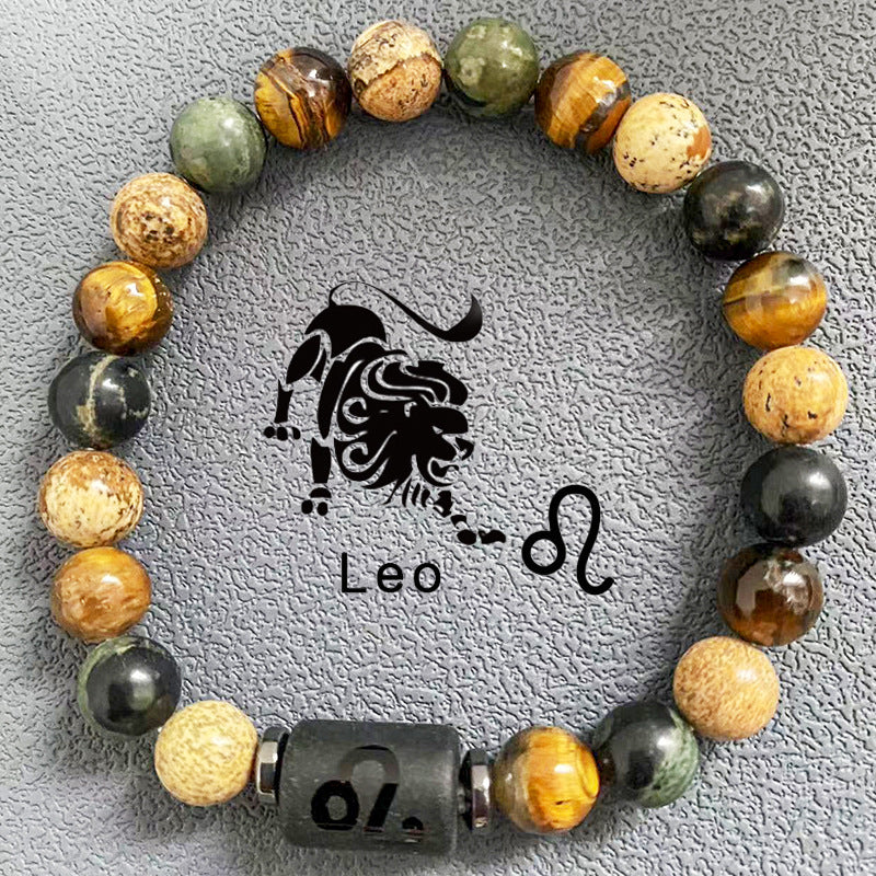 Wholesale 2pcs Zodiac Obsidian Natural Tiger Eye Stone Men's Beaded Bracelets ACC-BT-Xinc001