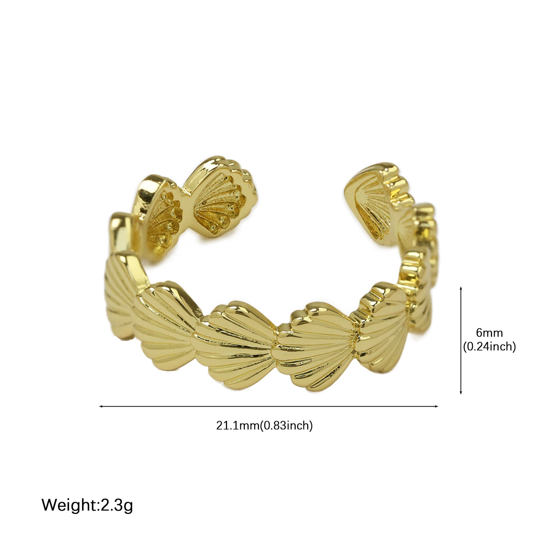 Wholesale Bohemian starfish shell fish adjustable open ring