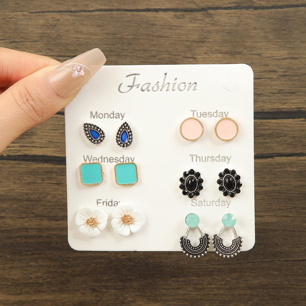 Wholesale geometric alloy multi-piece set earrings