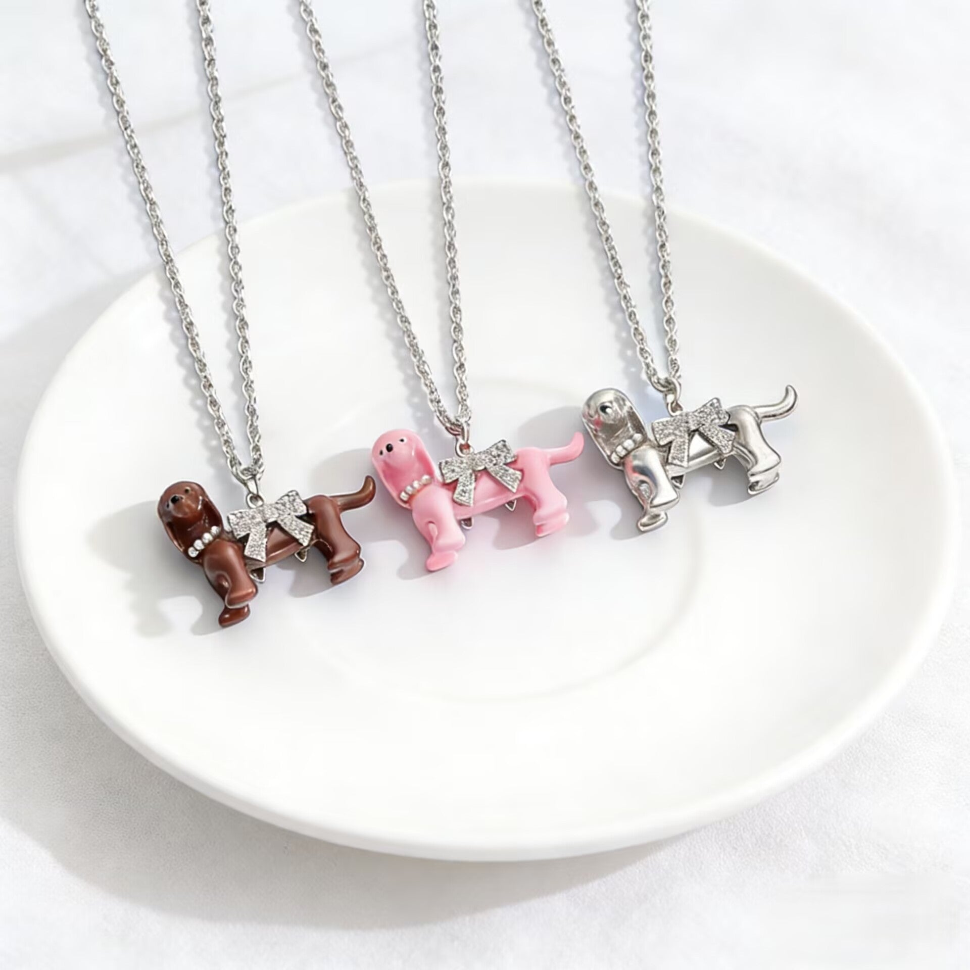 Wholesale Cute puppy bow necklace
